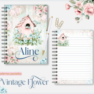 Caderno Pautado Floral Vintage para Encadernação 30 caderno pautado flower vintage arquivos encadernacao