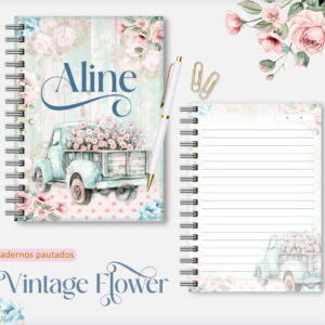 Caderno Pautado Vintage com Flores para Encadernação 18 caderno pautado vintage arquivos encadernacao
