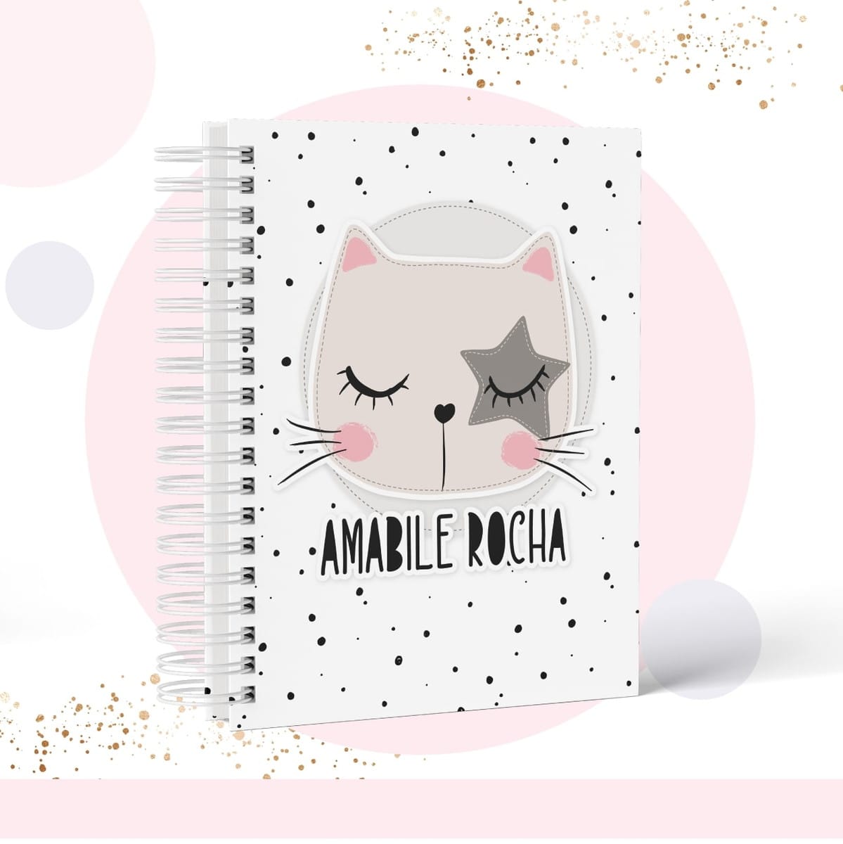 Caderno Teen Personalizável Gatinho Fofo Arquivo Digital 1 Caderno Teen Personalizável Gatinho Fofo Arquivo Digital