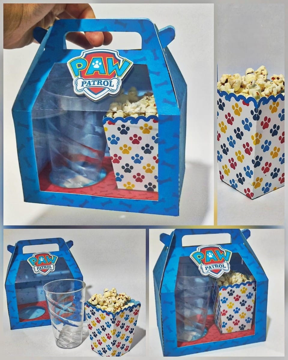Caixa Kit Cinema Paw Patrol com Cachepô Arquivo Digital 1 Caixa Kit Cinema Paw Patrol com Cachepô Arquivo Digital