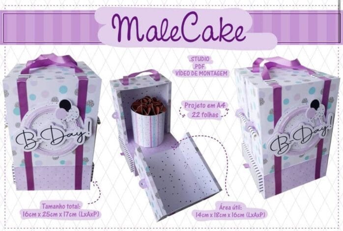 Caixa para mini bolo e gaveta (MaleCake)
