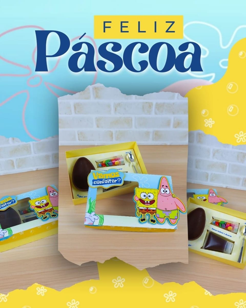 Caixas Mini Confeiteiro Studio Spongebob Páscoa 1 Caixas Mini Confeiteiro Studio Spongebob Páscoa