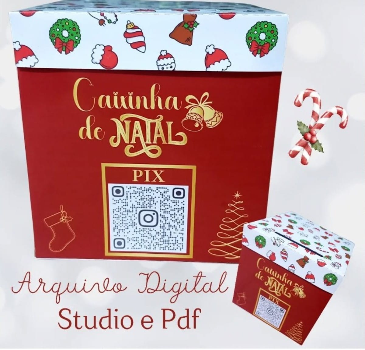 Caixinha de Natal para Imprimir e Montar com Studio e PDF 1 Caixinha de Natal para Imprimir e Montar com Studio e PDF