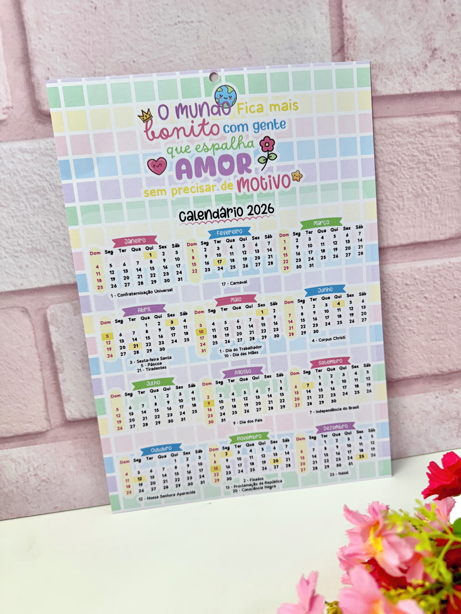 Calendário 2026 Fofo Digital PDF PNG para Imprimir 1 Calendário 2026 Fofo Digital PDF PNG para Imprimir