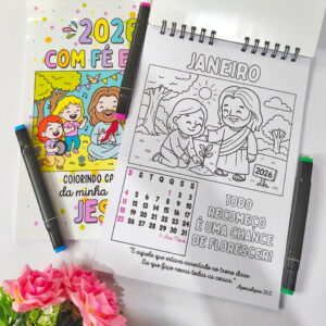 Calendário Cristão de Colorir 2026 para Imprimir em Casa 8 calendario de colorir 2026 arquivos imprimir
