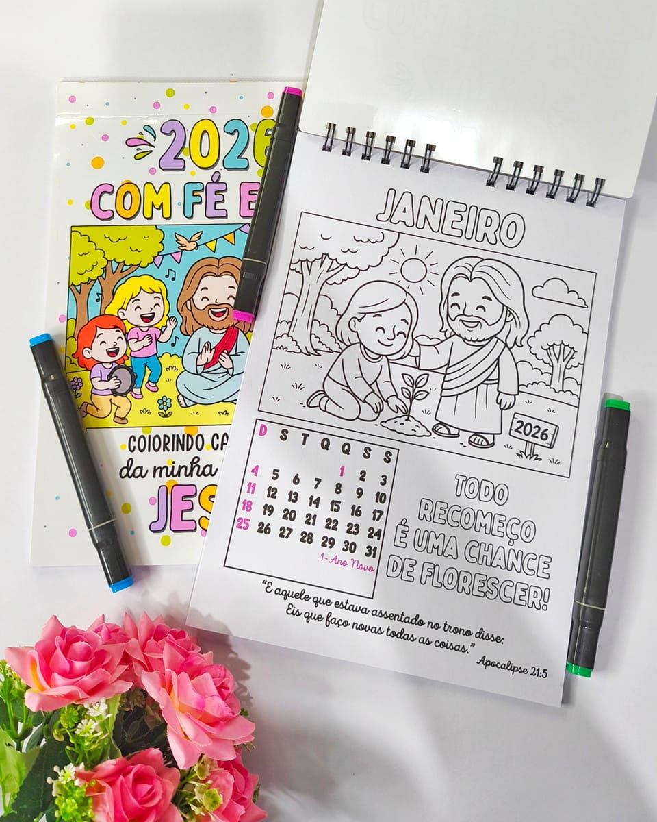 Calendário Cristão de Colorir 2026 para Imprimir em Casa 1 Calendário Cristão de Colorir 2026 para Imprimir em Casa