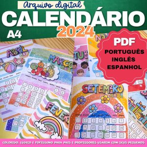 Calendário Infantil 2024 Pedagógico Arquivo Digital em PDF