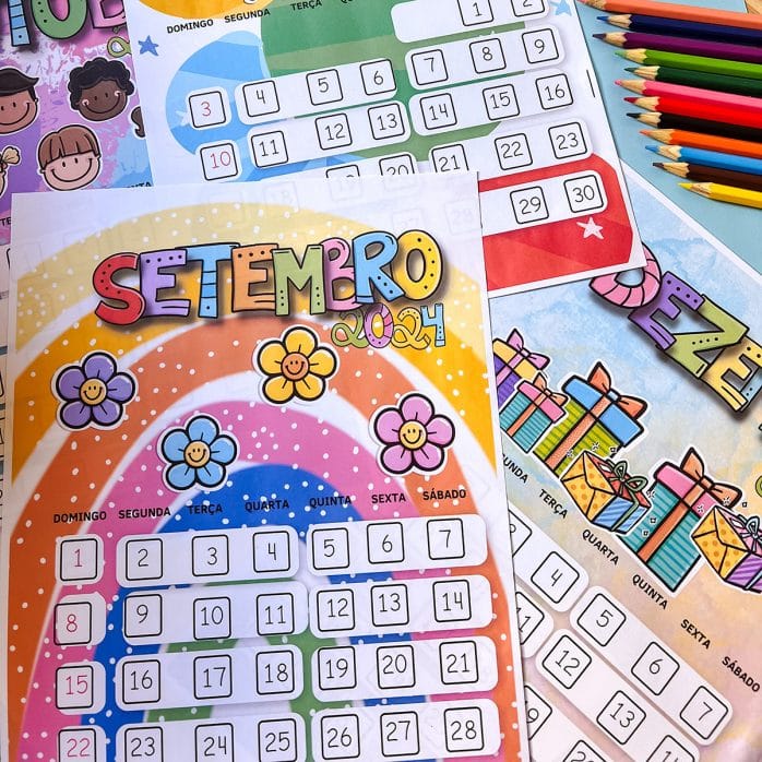 Calendário Infantil 2024 Pedagógico Arquivo Digital em PDF