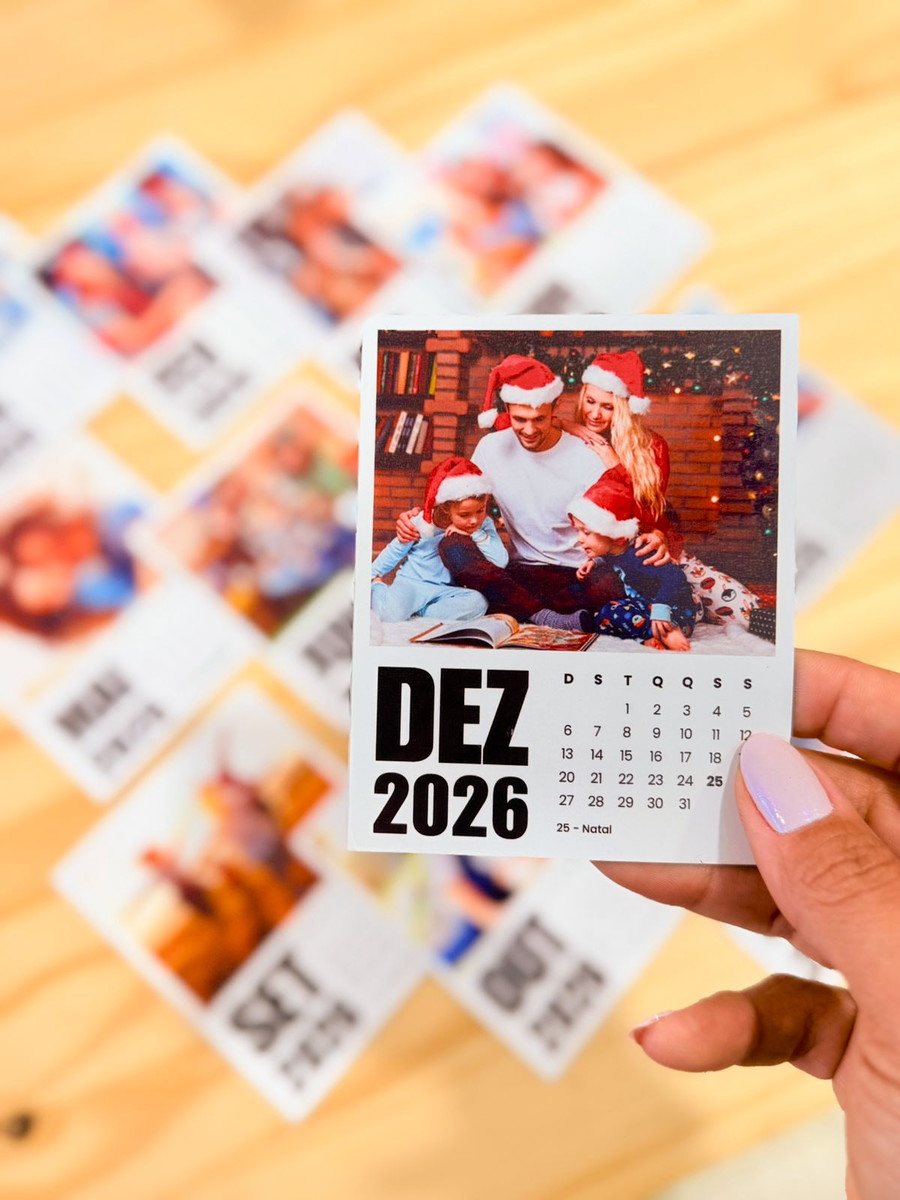 Calendário Polaroid 2026 Digital Natalino para Personalizar 1 Calendário Polaroid 2026 Digital Natalino para Personalizar