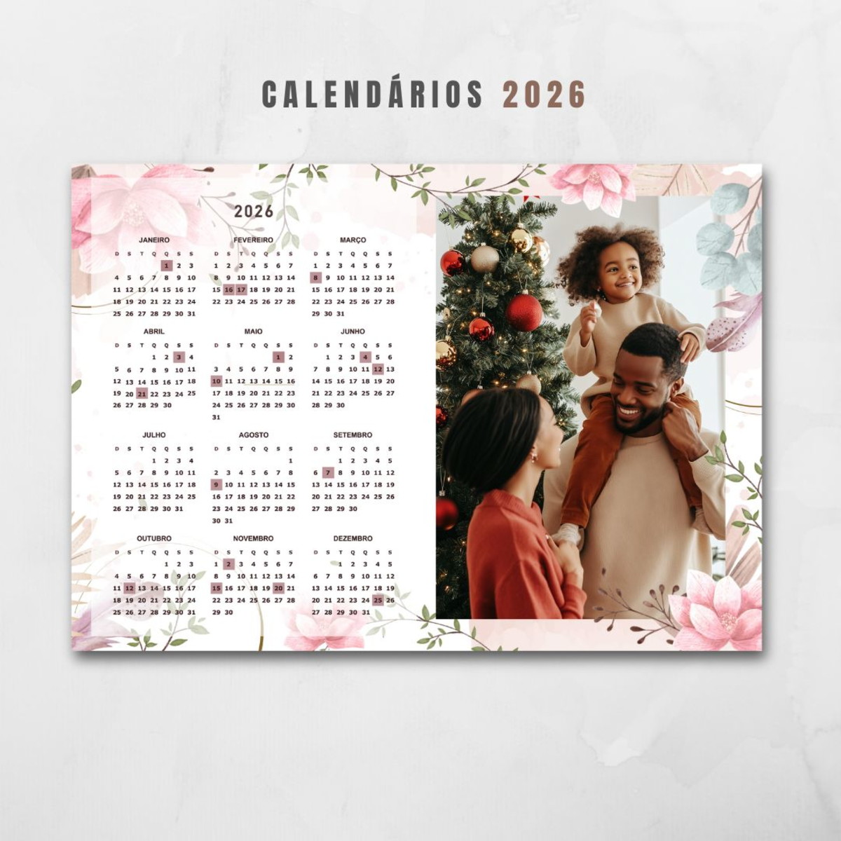 30 Modelos de Calendário 2026 Editável com Fotos 3 30 Modelos de Calendário 2026 Editável com Fotos - Imagem 3