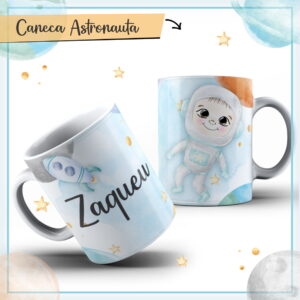 Caneca Astronauta Arte Digital PNG PDF Sublimação