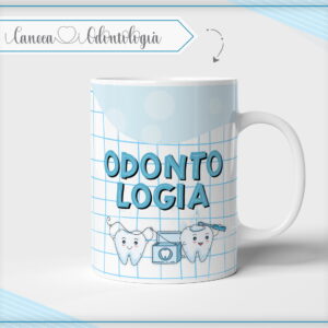 Arte digital de odontologia com dentes sorridentes e texto "ODONTOLOGIA".