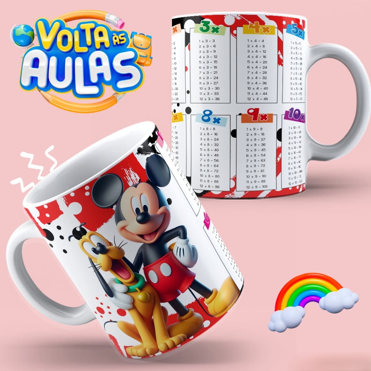 Caneca Tabuada 30 Artes Volta as Aulas para Sublimação 2 Caneca Tabuada 30 Artes Volta as Aulas para Sublimação - Imagem 2