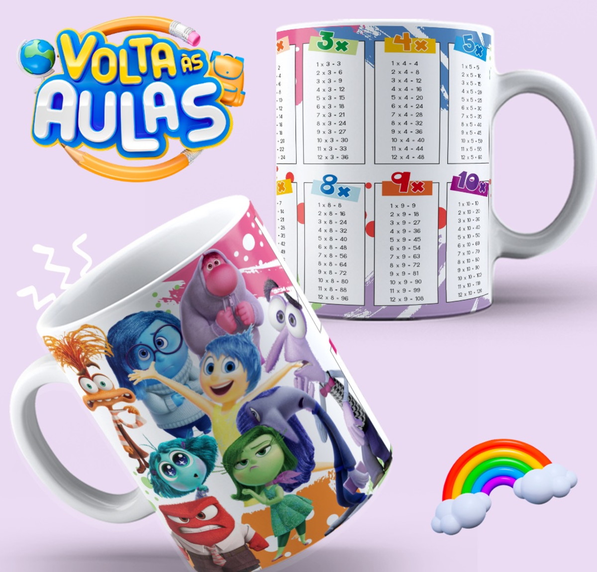 Caneca Tabuada 30 Artes Volta as Aulas para Sublimação 3 Caneca Tabuada 30 Artes Volta as Aulas para Sublimação - Imagem 3