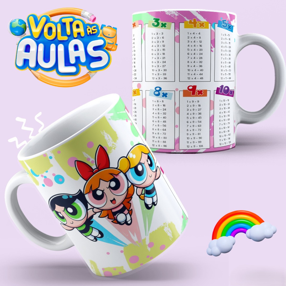 Caneca Tabuada 30 Artes Volta as Aulas para Sublimação 5 Caneca Tabuada 30 Artes Volta as Aulas para Sublimação - Imagem 5