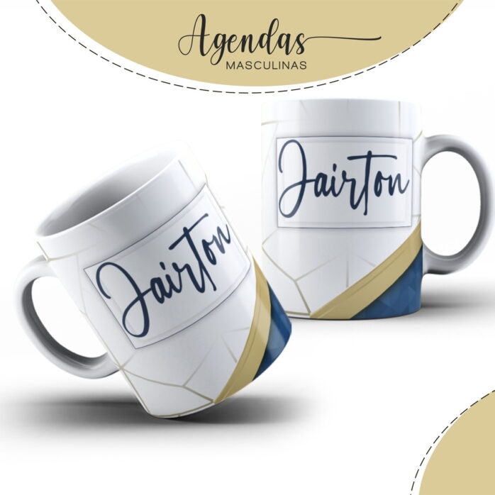 Capa Agenda Masculina Azul com Dourado