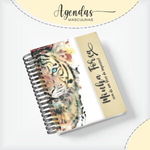 Capa de Agenda Masculina Tigre Digital para Sublimação 17 capa agenda masculina minha forca arquivo digital