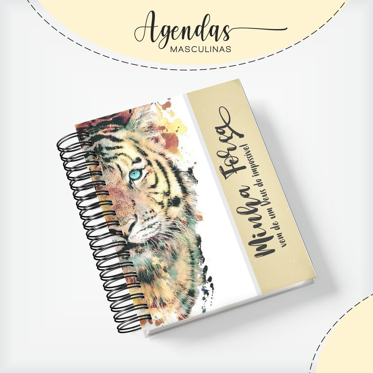Capa de Agenda Masculina Tigre Digital para Sublimação 1 Capa de Agenda Masculina Tigre Digital para Sublimação