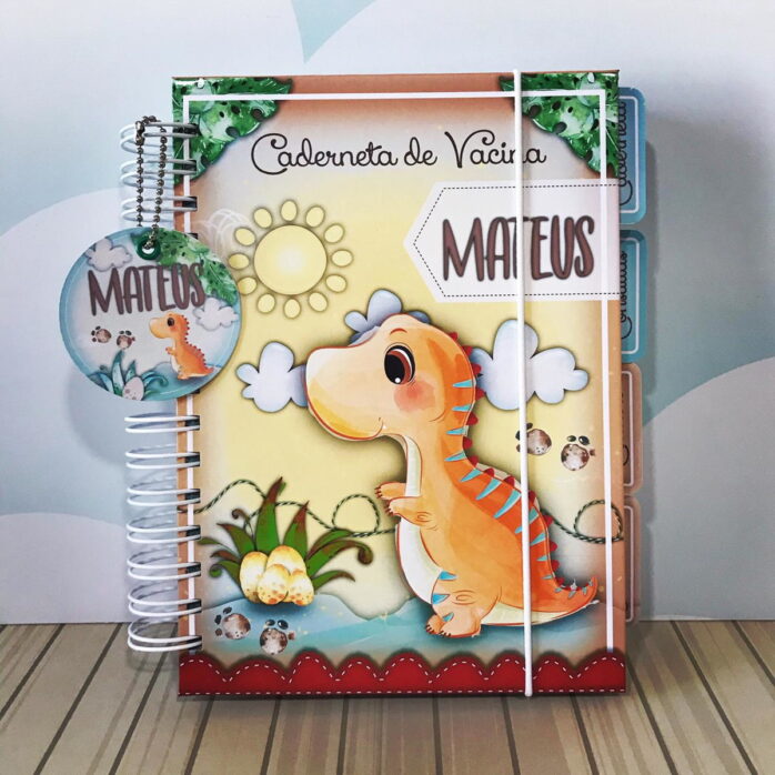 Capa Dinossauro Livro e Caderneta do Bebê - Arq. Digital
