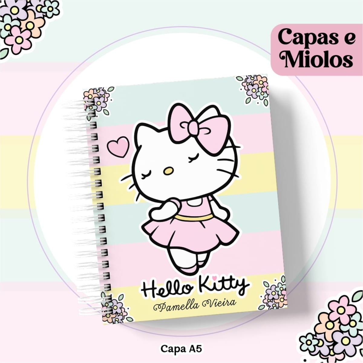 Kit Digital Hello Kitty com Capas e Miolos para Agenda 2 Kit Digital Hello Kitty com Capas e Miolos para Agenda - Imagem 2
