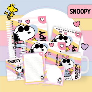 Kit Digital Capas e Miolos Snoopy Rosa para Imprimir 6 capas e miolos snoopy rosa arquivo digital 6