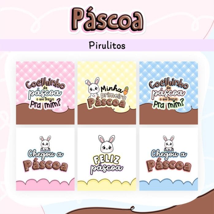 Capas para Pirulitos Páscoa Coloridos