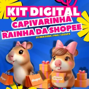 Capivara Rainha Da Shopee Kit Artes Digitais Em Png 4