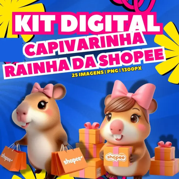 Capivara Rainha Da Shopee Kit Artes Digitais Em Png 4
