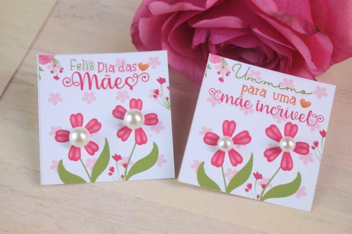 Card Brincos Flor Dia das Mães
