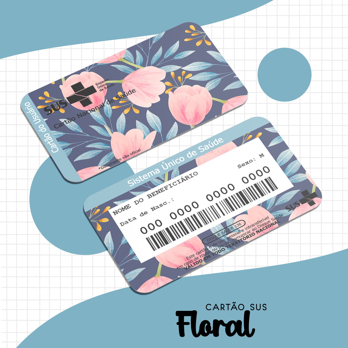 Cartão SUS Floral Digital Personalizável 1 Cartão SUS Floral Digital Personalizável