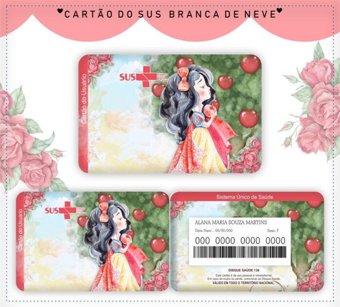 Cartão Sus Branca De Neve Aquarelado