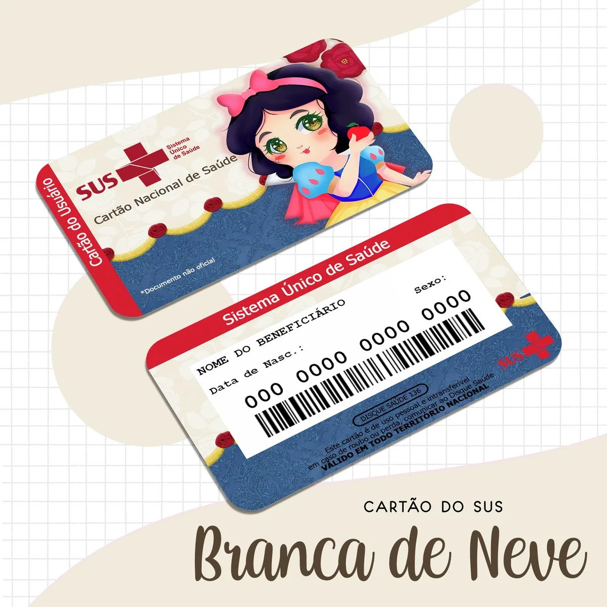 Cartão Sus Branca de Neve 1 Cartão Sus Branca de Neve