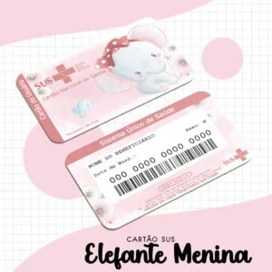 Cartão Sus Elefante Menina 9 Cartão Sus Elefante Menina