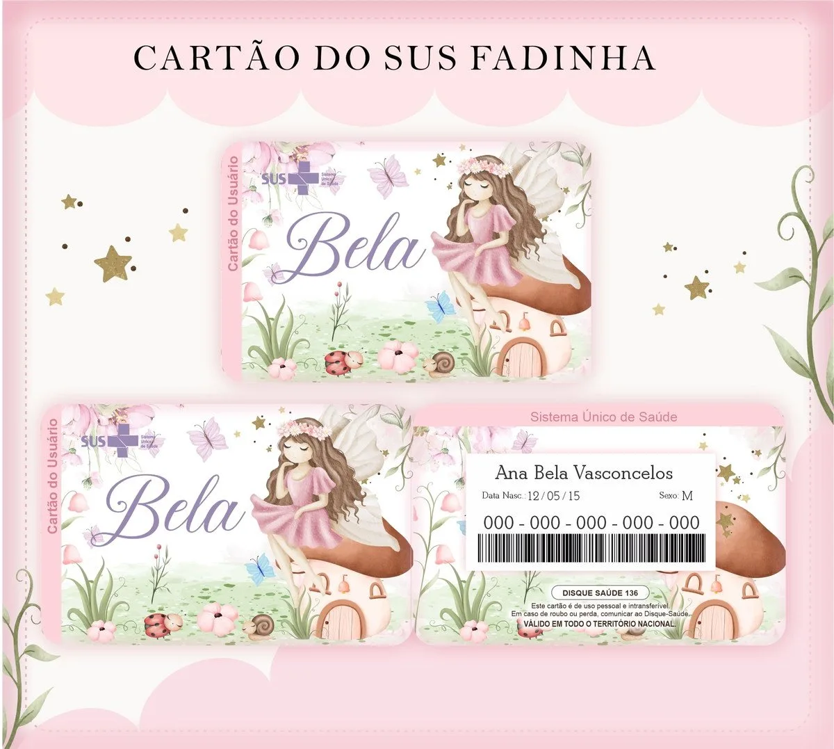 Cartão Sus Fadinhas 1 Cartão Sus Fadinhas