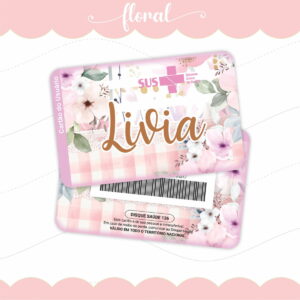 Cartão SUS Floral Rosa Personalizado Arquivo Digital