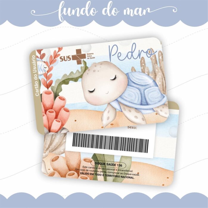 Cartão Sus Fundo do Mar Aquarela