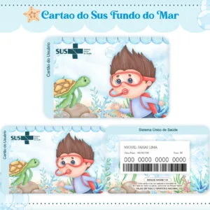 Cartão Sus Fundo do Mar Menino 20 Cartão Sus Fundo do Mar Menino