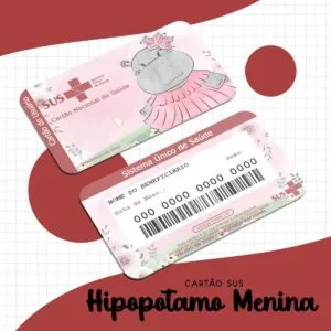 Cartão Sus Hipopótamo Menina 3 Cartão Sus Hipopótamo Menina