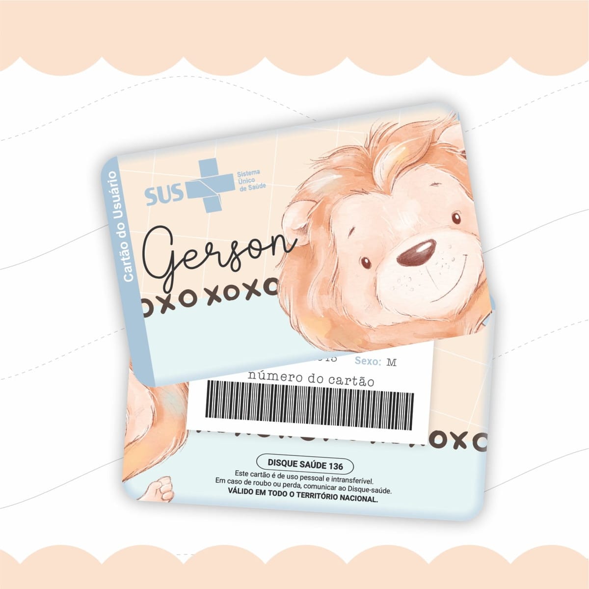 Cartão SUS Leão para Bebê Arquivo Digital Aquarela 1 Cartão SUS Leão para Bebê Arquivo Digital Aquarela