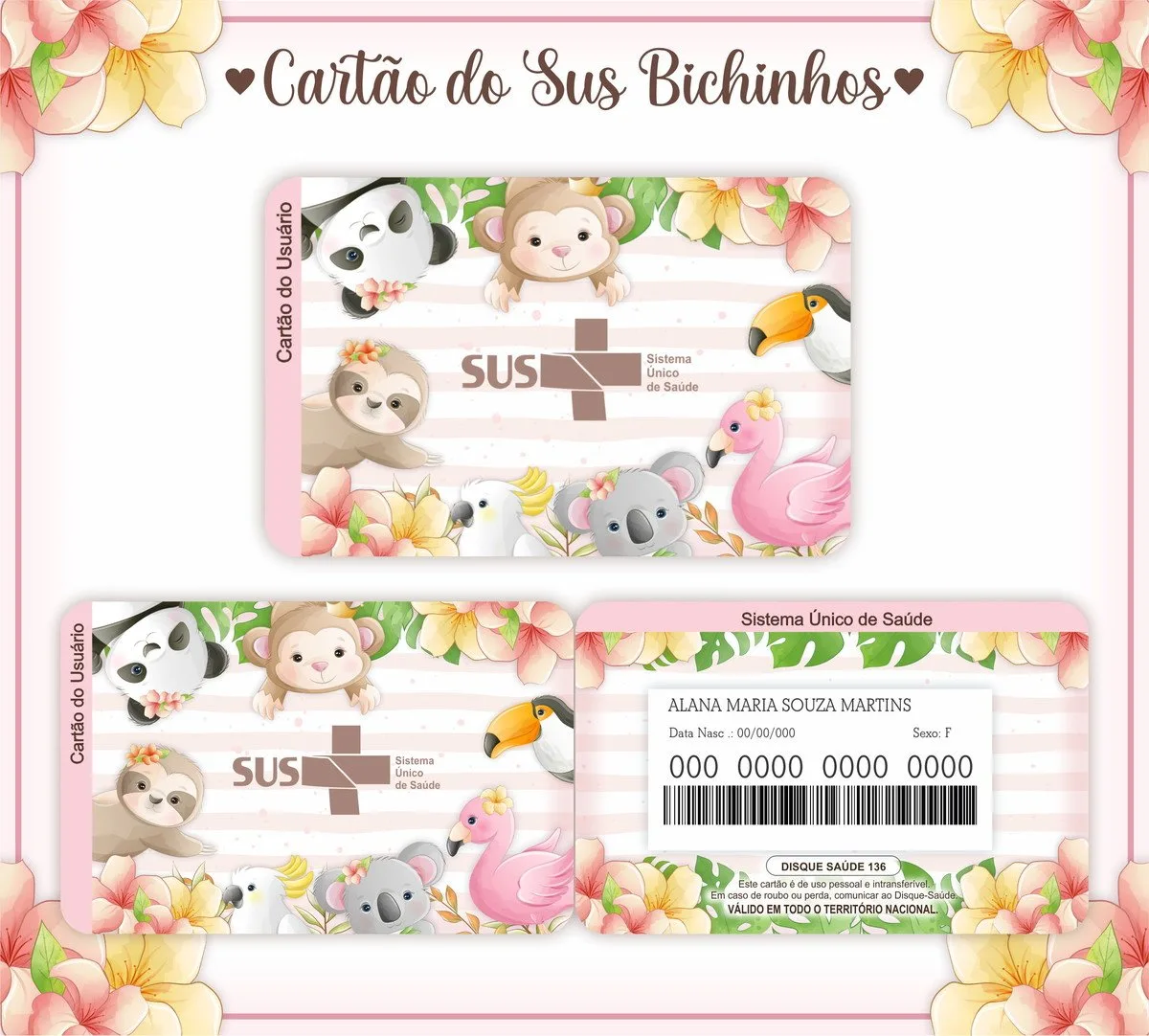 Cartão Sus Menina 2 Cartão Sus Menina