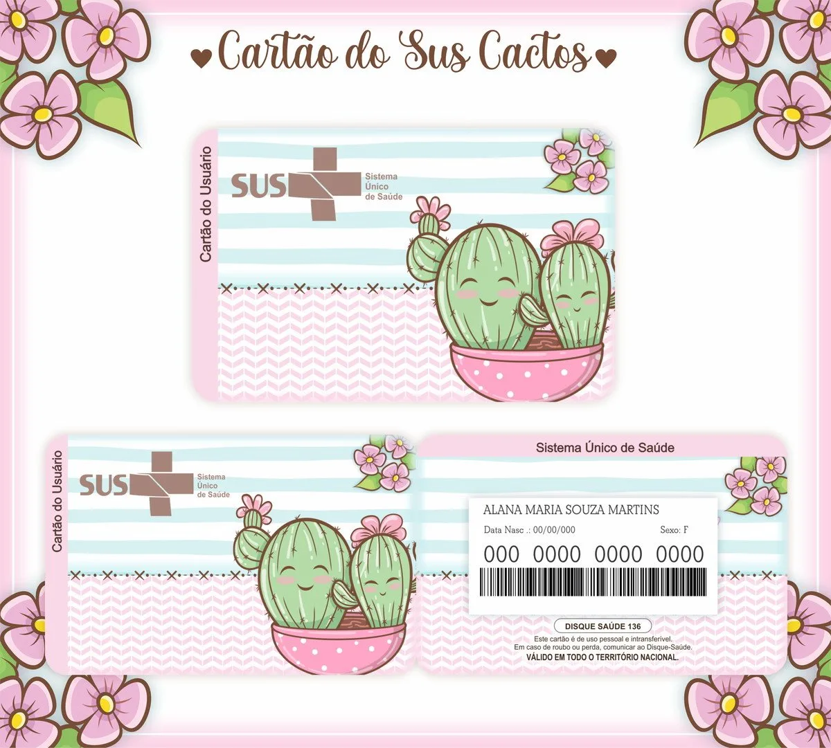 Cartão Sus Menina 4 Cartão Sus Menina