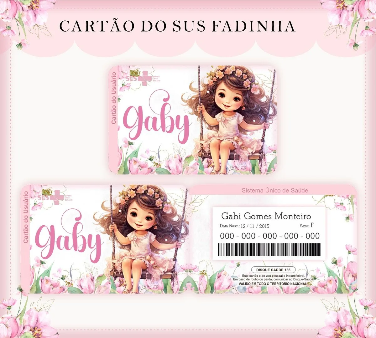 Cartão Sus Menina Fada 1 Cartão Sus Menina Fada