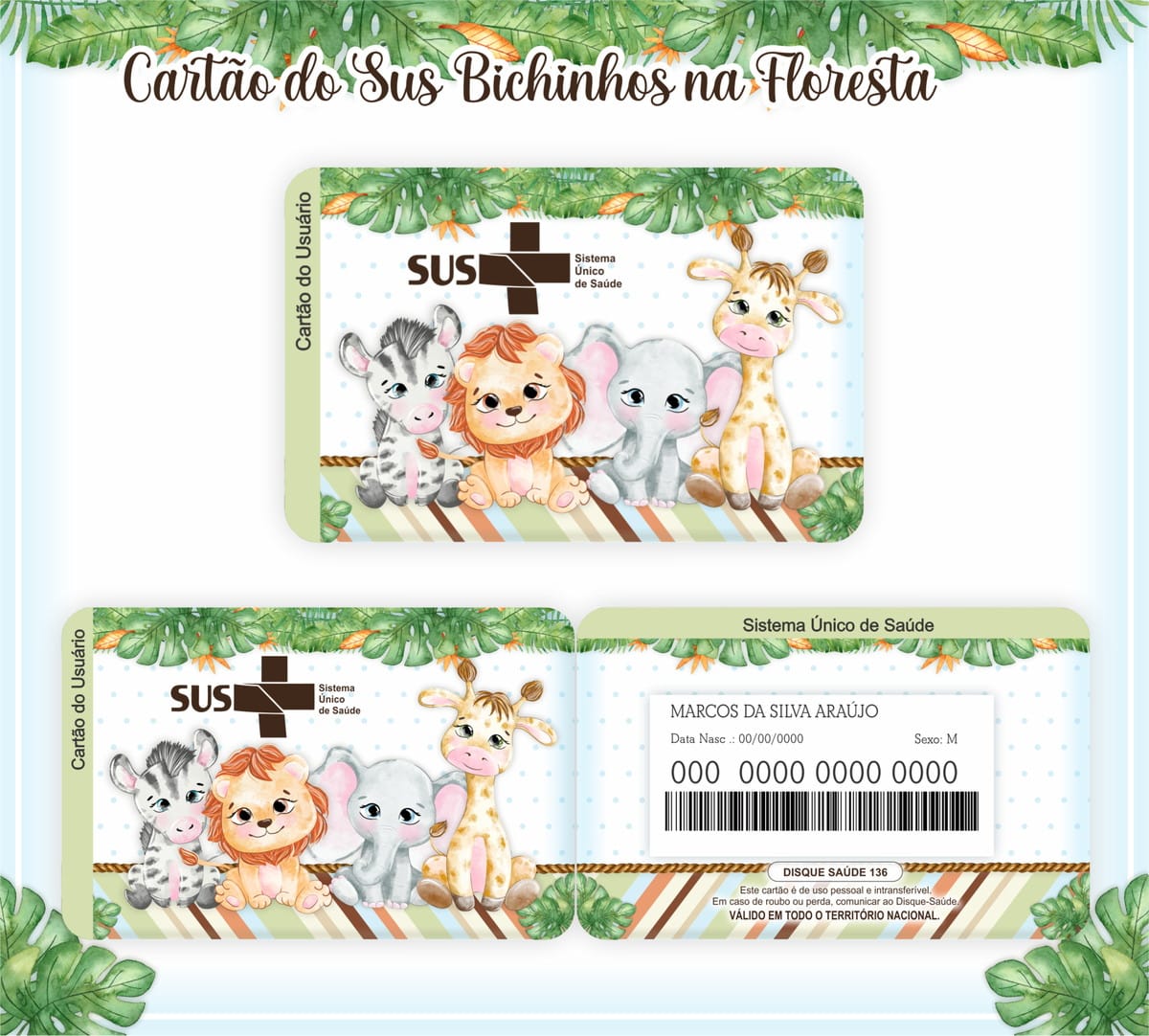 Cartão SUS Menino Digital com 14 Temas Fofos 2 Cartão SUS Menino Digital com 14 Temas Fofos - Imagem 2