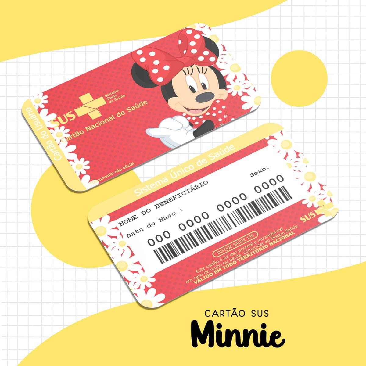 Cartão SUS Minnie Digital para Personalizar e Imprimir 1 Cartão SUS Minnie Digital para Personalizar e Imprimir