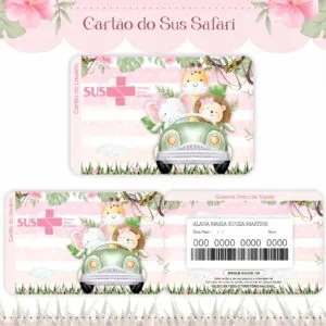 Cartão Sus Safari Menina Rosa 30 Cartão Sus Safari Menina Rosa