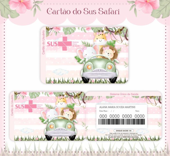 Cartão Sus Safari Menina Rosa