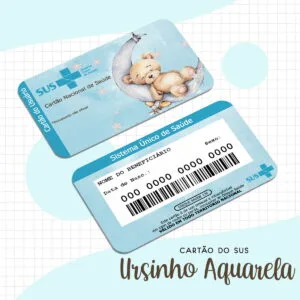 Cartão Sus Ursinho Aquarela Menino 9 Cartão Sus Ursinho Aquarela Menino