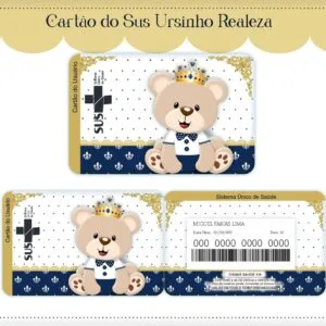 Cartão Sus Ursinho Realeza Menino 28 Cartão Sus Ursinho Realeza Menino
