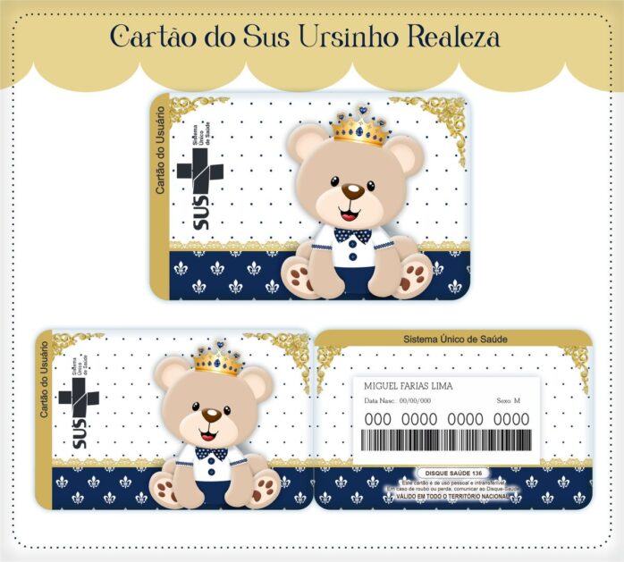 Cartão Sus Ursinho Realeza Menino