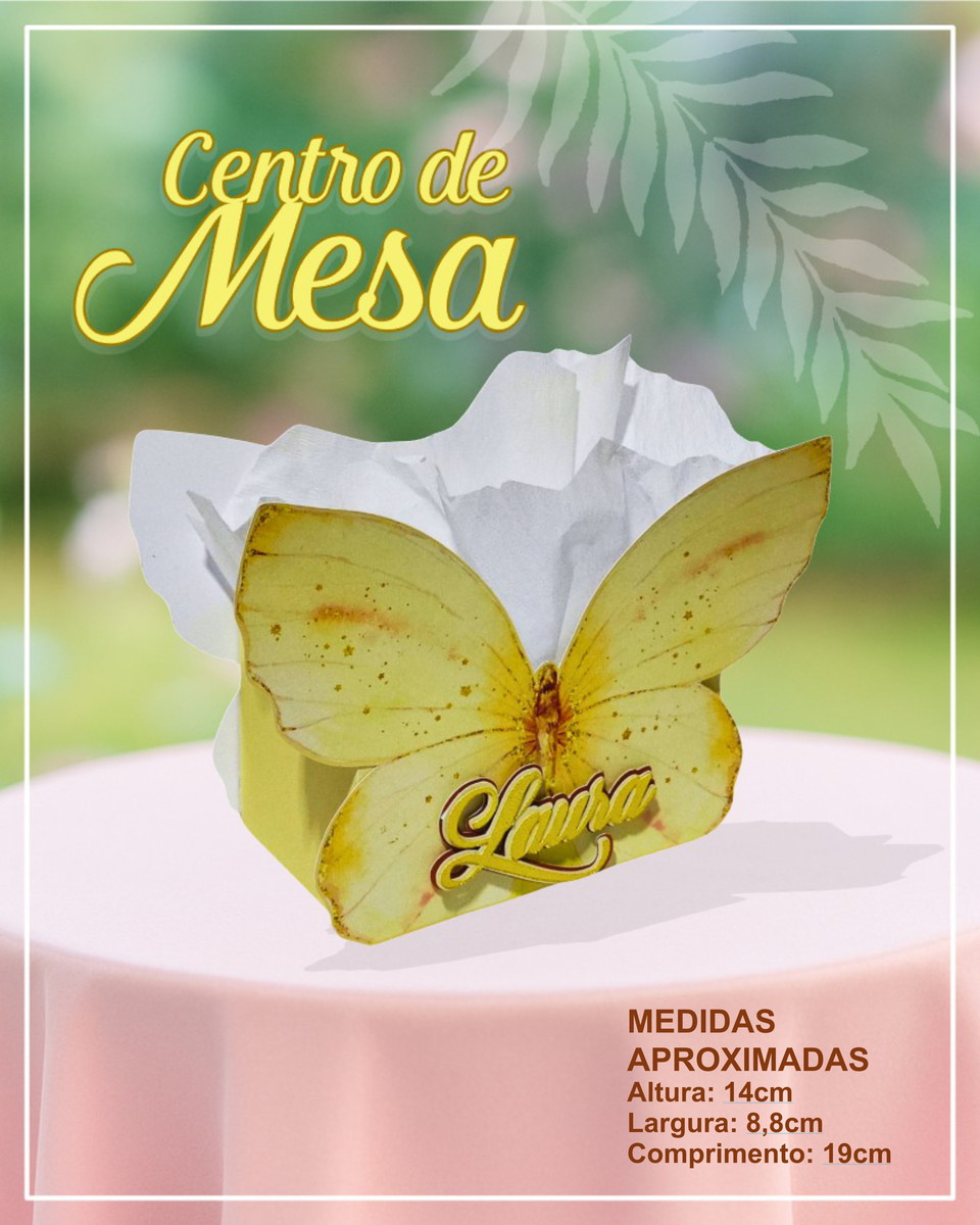 Centro de Mesa Borboleta Amarela para Festa Infantil 1 Centro de Mesa Borboleta Amarela para Festa Infantil